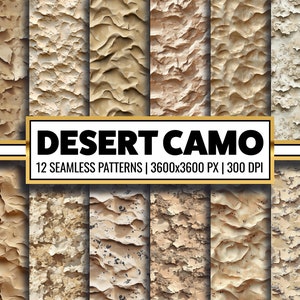 Désert Combat Camo Papier numérique Soldat Uniforme Modèle sans couture Désert Camouflage Arrière-plan Texture armée pour Sublimation de tissu