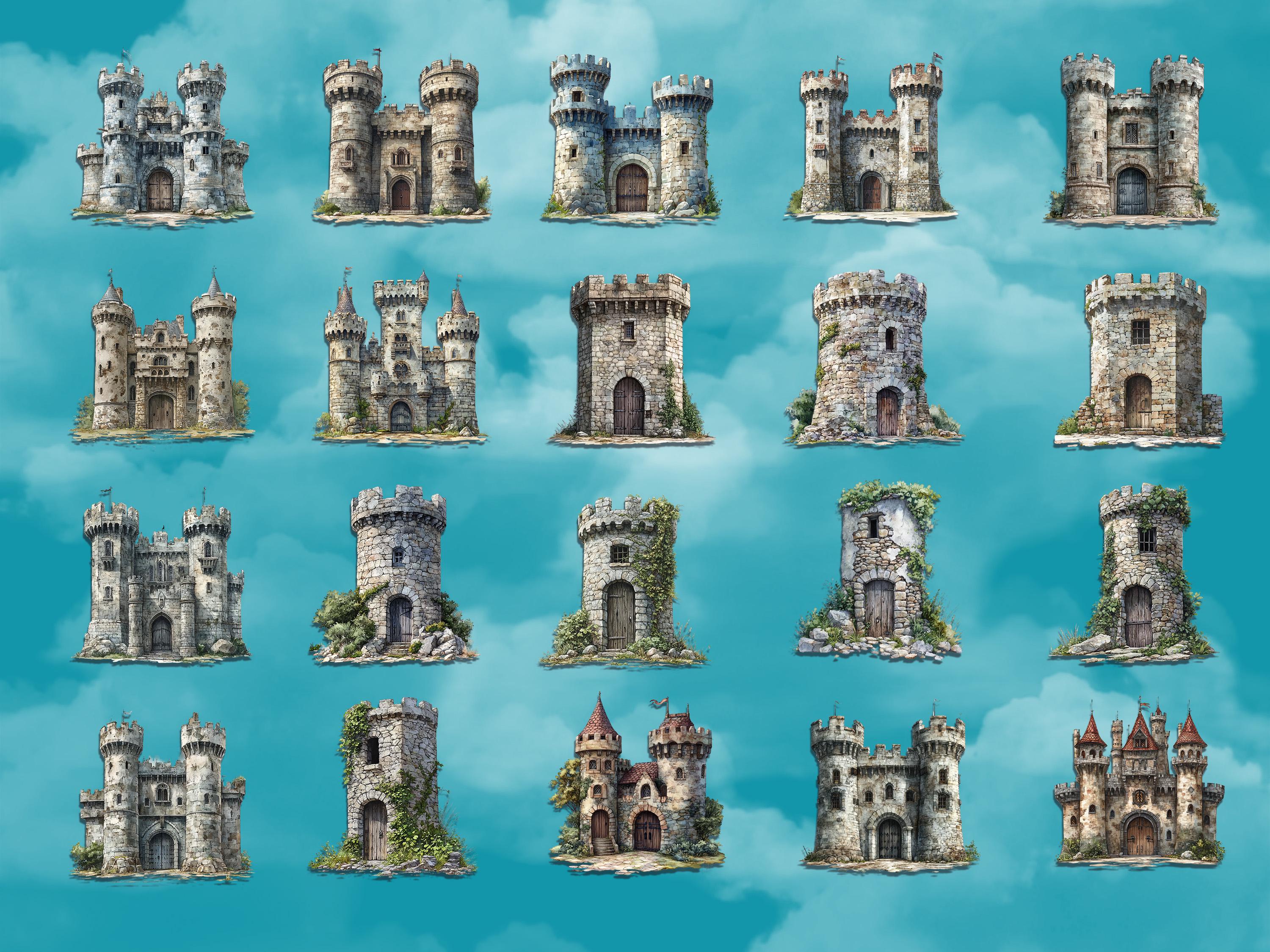 Medieval Castle Clipart Castlecore Digital Paper Watercolor Castle ...