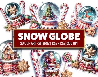 Julsnöglob Clipart: Vinterhelggrafik (digitalt papper)