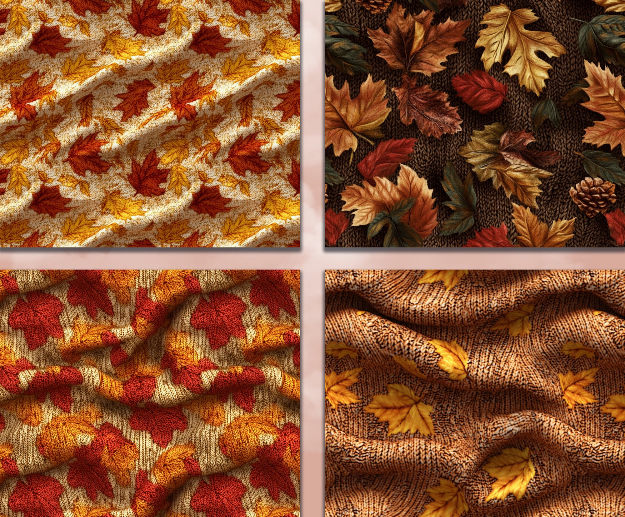 Sweater Fabric Texture Digital Paper Pack, Realistic Autumn Scrapbook ...