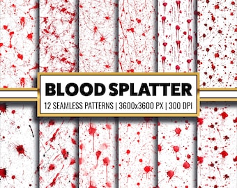 Blut Splatter Digitales Papier Rot Splatter Nahtlose Muster Tatort Kulisse Blut Tropft Design für Papier Handwerk und Scrapbooking