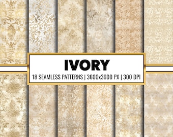 Distressed Ivory Damask Digital Paper, rustic vintage textured paper, scrapbooking grunge textures, white and beige paper instant download