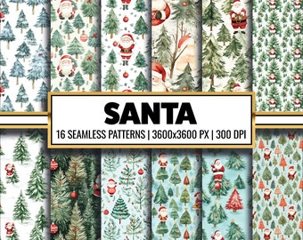 Vintage Christmas Digital Paper Santa Christmas Ephemera Seamless Pattern Noel Xmas Page for Scrapbooking and Junk Journal Card Making