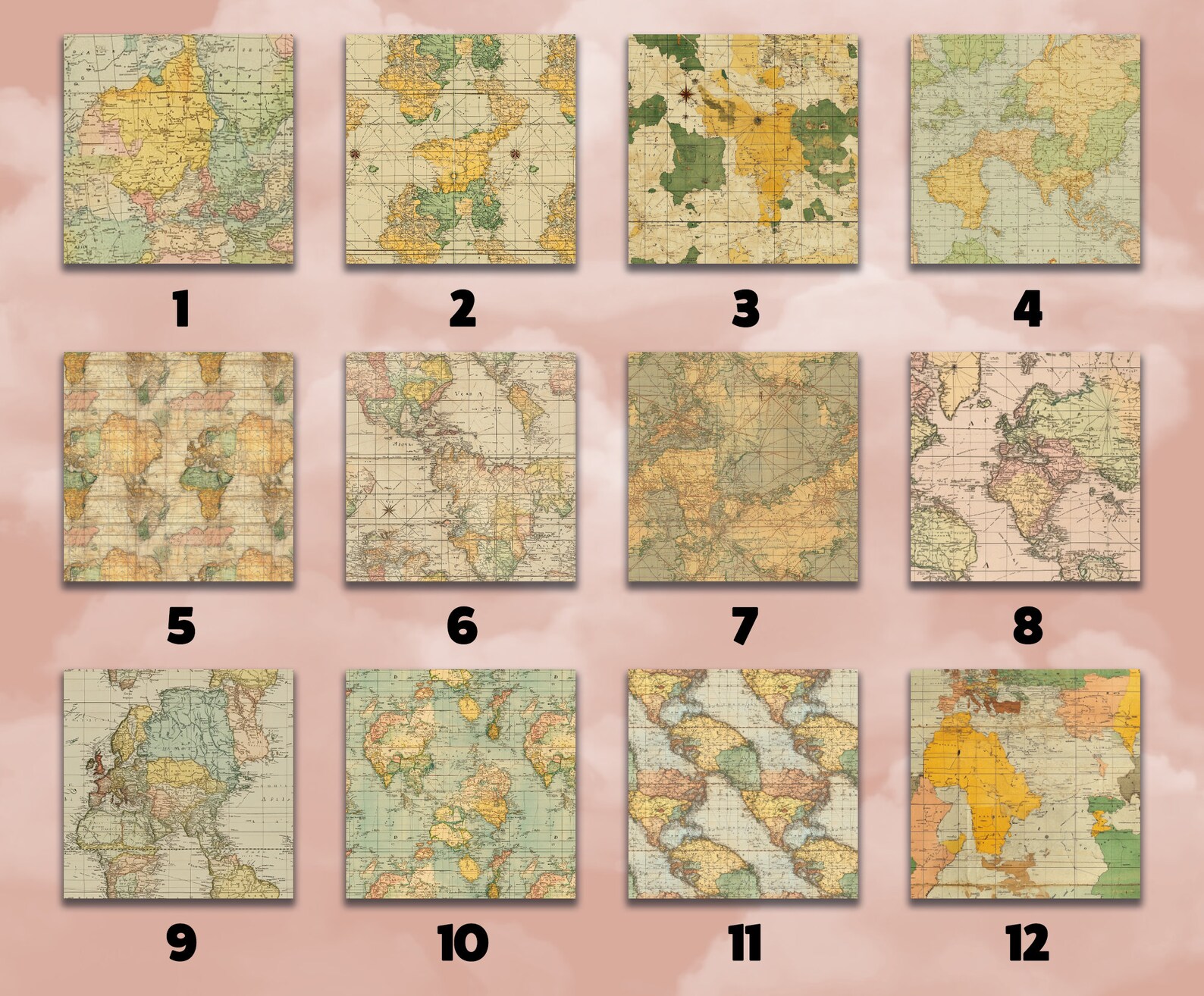 Antique Map Digital Paper Vintage Map Seamless Pattern Fantasy Map ...