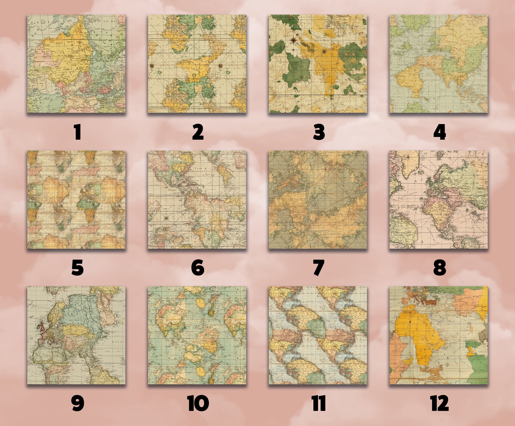 Antique Map Digital Paper Vintage Map Seamless Pattern Fantasy Map ...