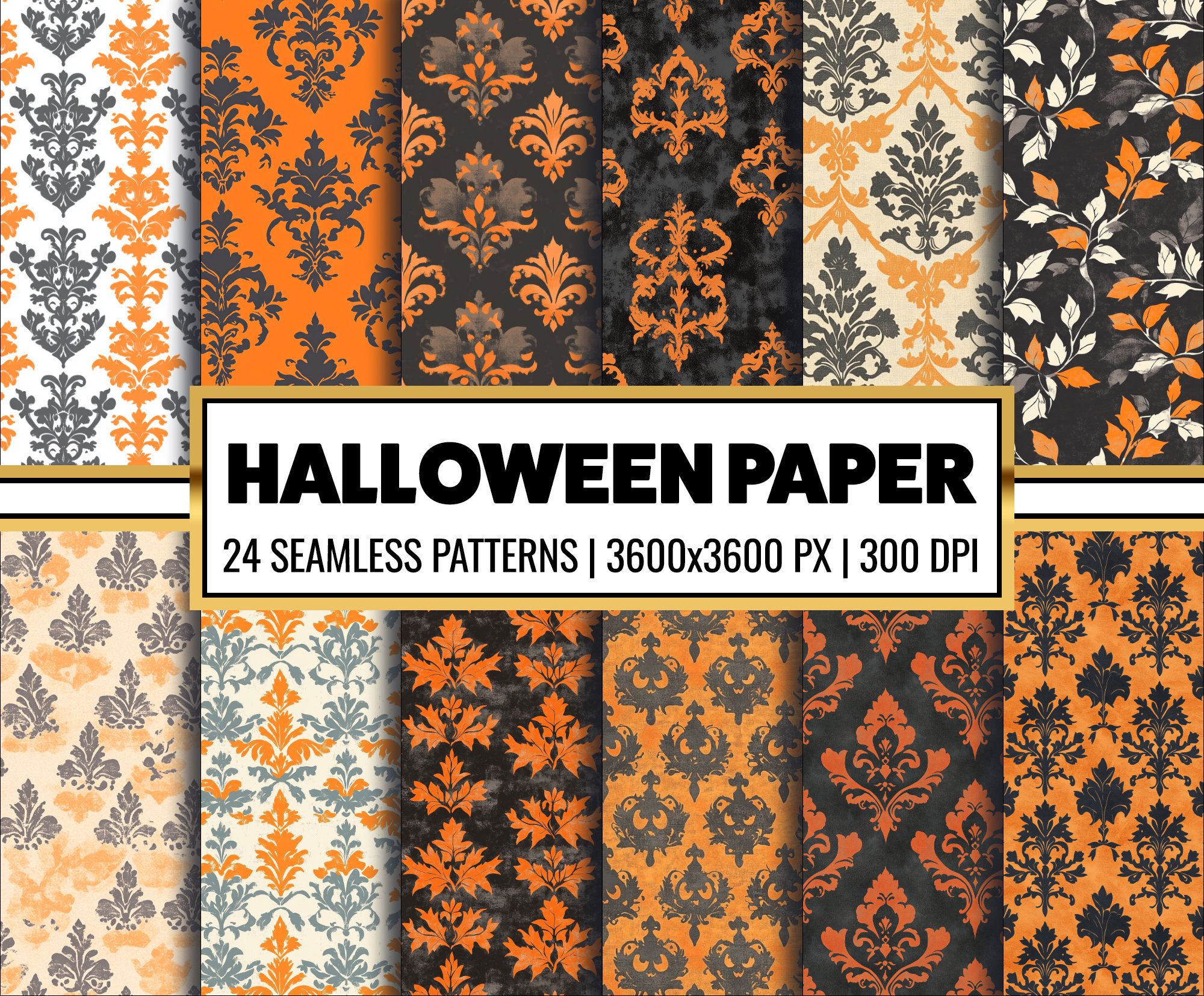 Halloween Digital Paper Pack, Decorative Halloween Patterns, Printable ...