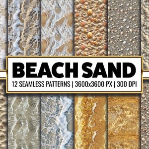 Beach Sand Printable Paper PNG Beach Seamless Pattern Sea Textures for Scrapbooking and Backgrounds