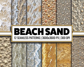 Strandzand Afdrukbaar papier PNG Strand naadloos patroon Zeetexturen voor scrapbooking en achtergronden
