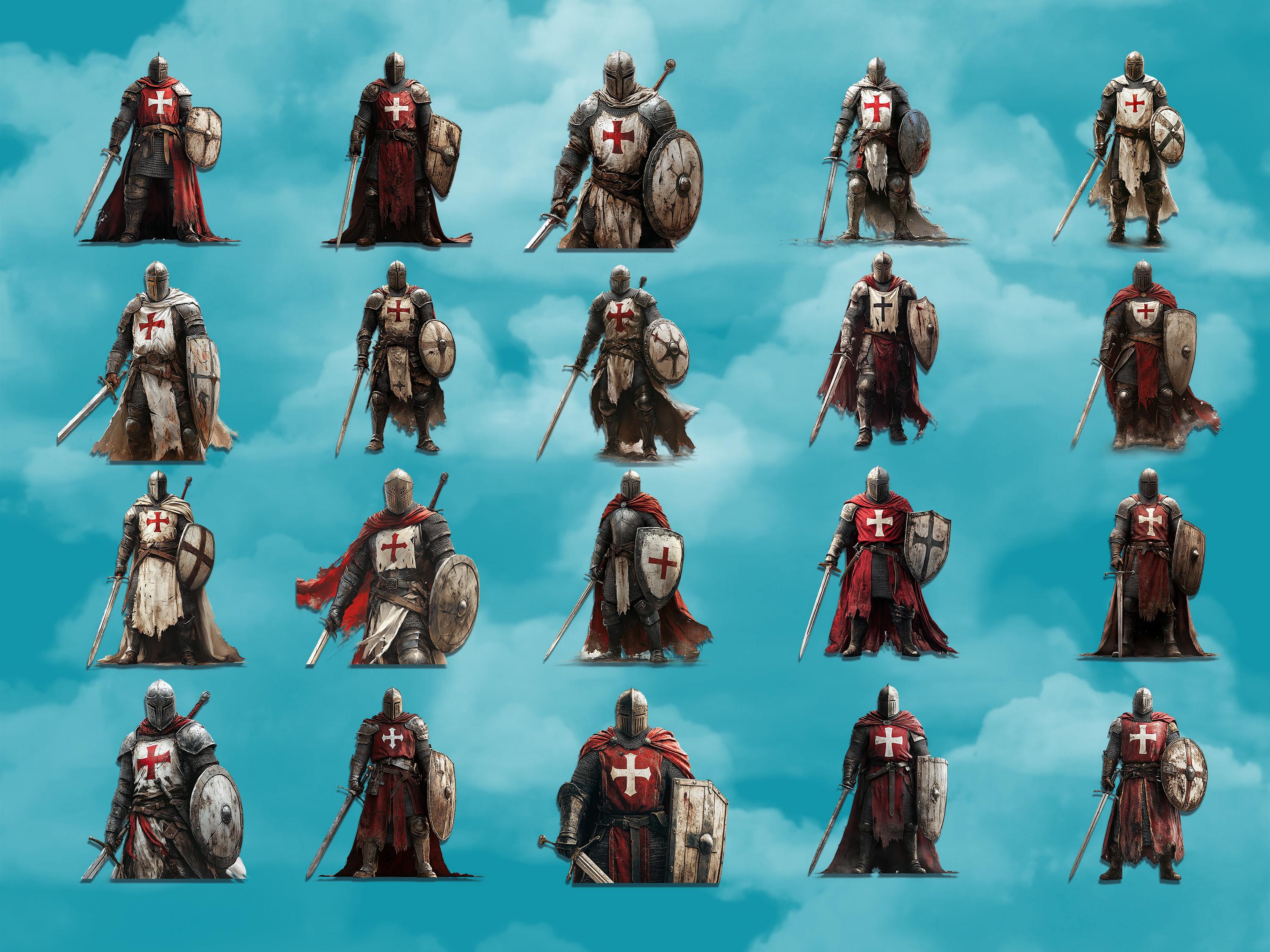 Templar Knight Clipart Medieval Warrior Digital Paper Craft Middle Ages ...