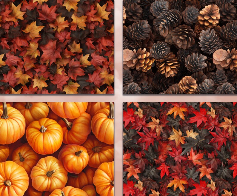 Rustic Fall Digital Paper Pack, Autumn Pumpkin Printable Pages, Fall ...