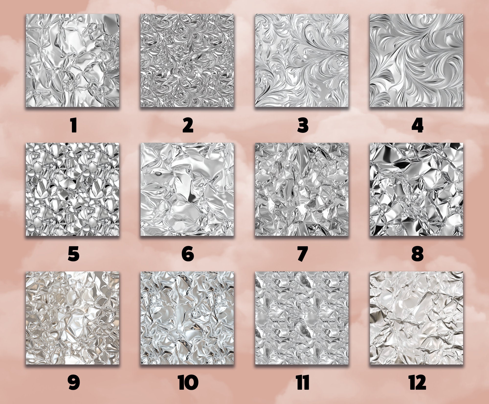 Silver Foil Digital Paper: 12 Seamless Patterns (digital Download) - Etsy
