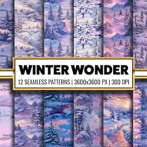 Winter Wonderland Digital Paper: Snow Forest Backgrounds (Digital Download)