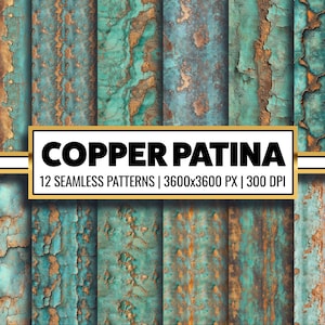 Distressed Copper Patina Seamless Digital Paper Grunge Antique Copper Texture Green Patina Printable Paper