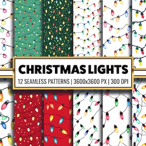 Lumières de Noël dessinées en papier numérique lumière de Noël transparente motif lumière colorée de Noël pour le fond, les travaux manuels en papier et le scrapbooking
