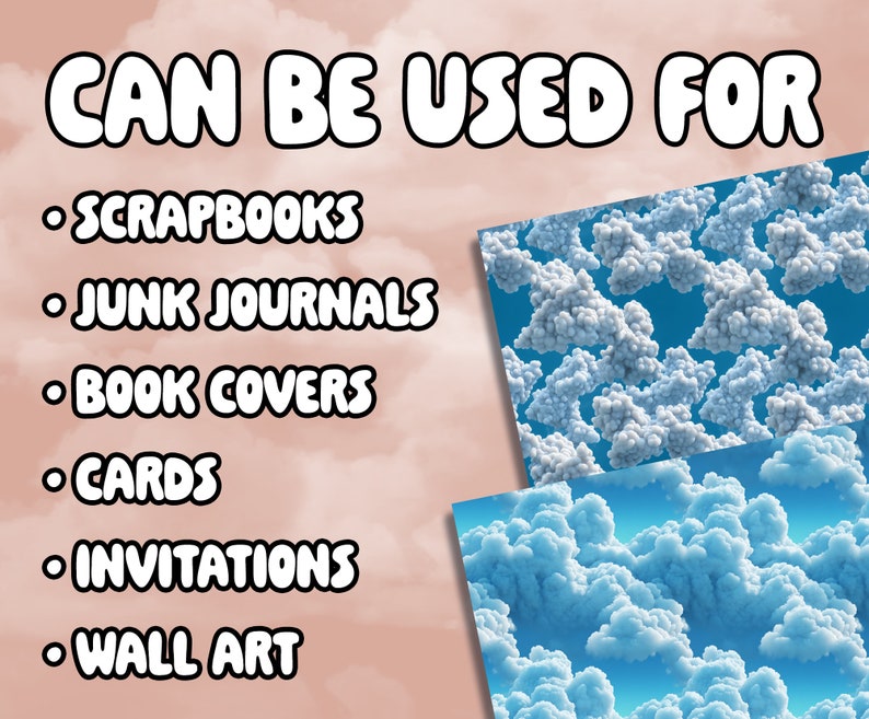 Cloudy Day Digital Paper Cloudy Sky Background Sky Landscape for ...