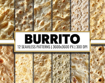 Burrito Tortilla Digital Paper: Seamless Food Pattern (PNG)
