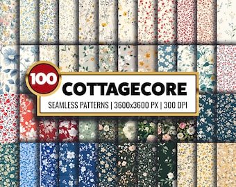 Cottagecore Floral Digital Paper: 100 Seamless Patterns (Digital Download)