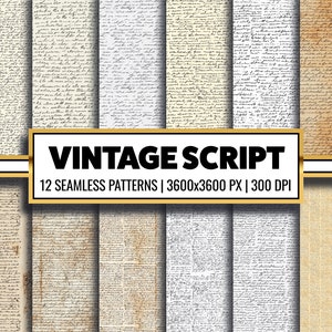 Weinlese-Handschrift-Digital-Papier-Drehbuch, das nahtlose Muster alte Handschrift-Junk-Journal für Stoff-Sublimationsverpackungen und Tapete schreibt