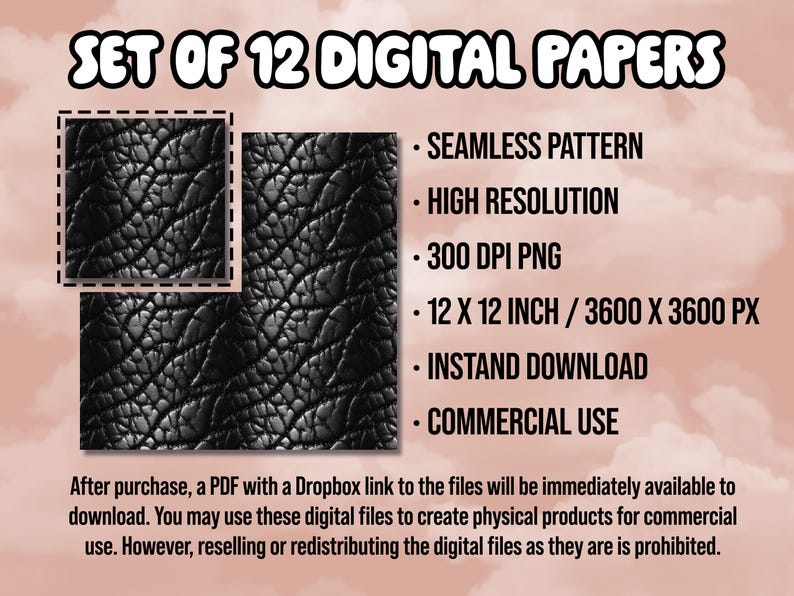 Leather Texture Seamless Patterns: Dark Tooled Skin Digital Paper (PNG ...