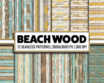 Rustic Beach Wood Digital Paper: Seamless Farmhouse Patterns (PNG)