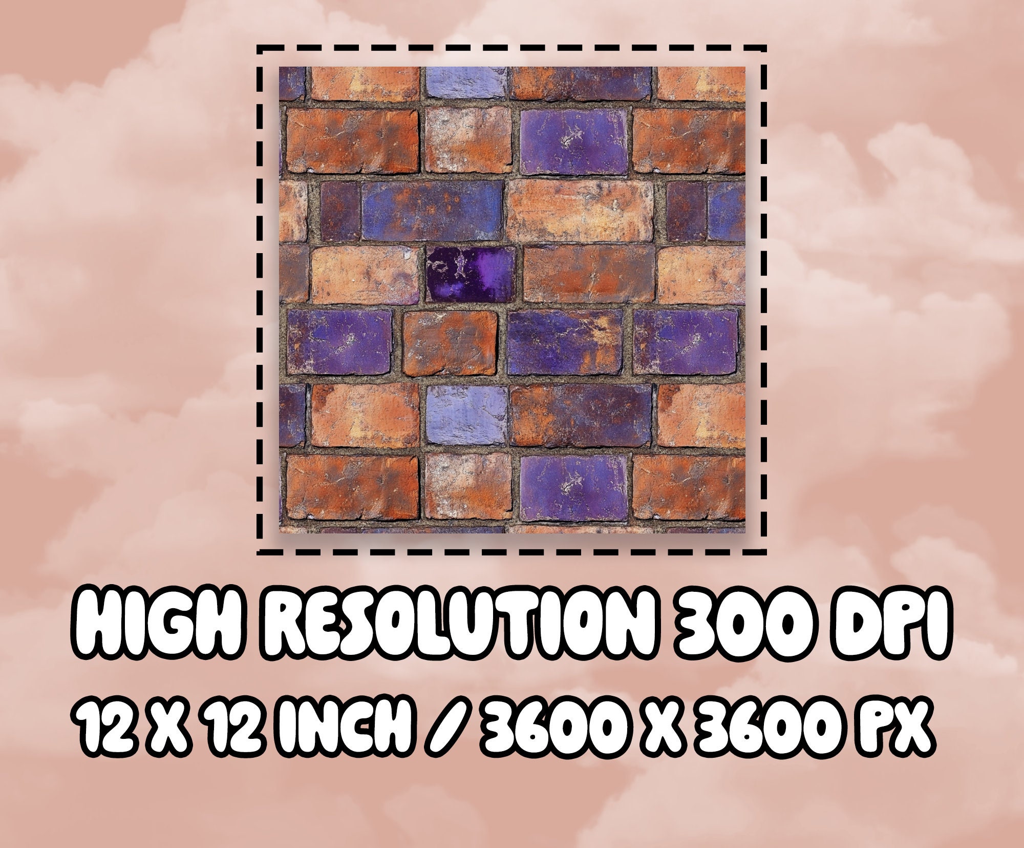 Brick Wall Texture Digital Paper Purple Brick Seamless Pattern Brick ...