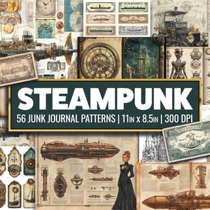 Vintage Steampunk Junk Journal Supply Victoriaans ephemera plakboekpapier voor dagboekkits en afdrukbare achtergronden