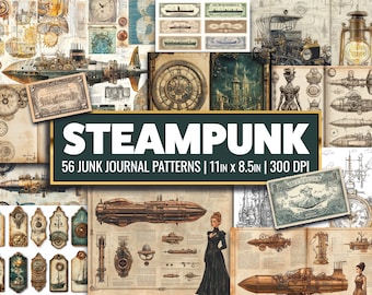Vintage Steampunk Junk Journal Versorgung viktorianisches Ephemera Scrapbook Papier für Journal Kits und druckbare Hintergründe