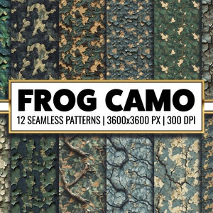 Camo Carta stampabile PNG Esercito Modello senza cuciture Camouflage Carta digitale Rana Modello militare per sfondi e confezioni regalo