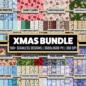 Christmas Digital Paper Bundle: 100+ Xmas Scrapbook Backgrounds (Digital Download)