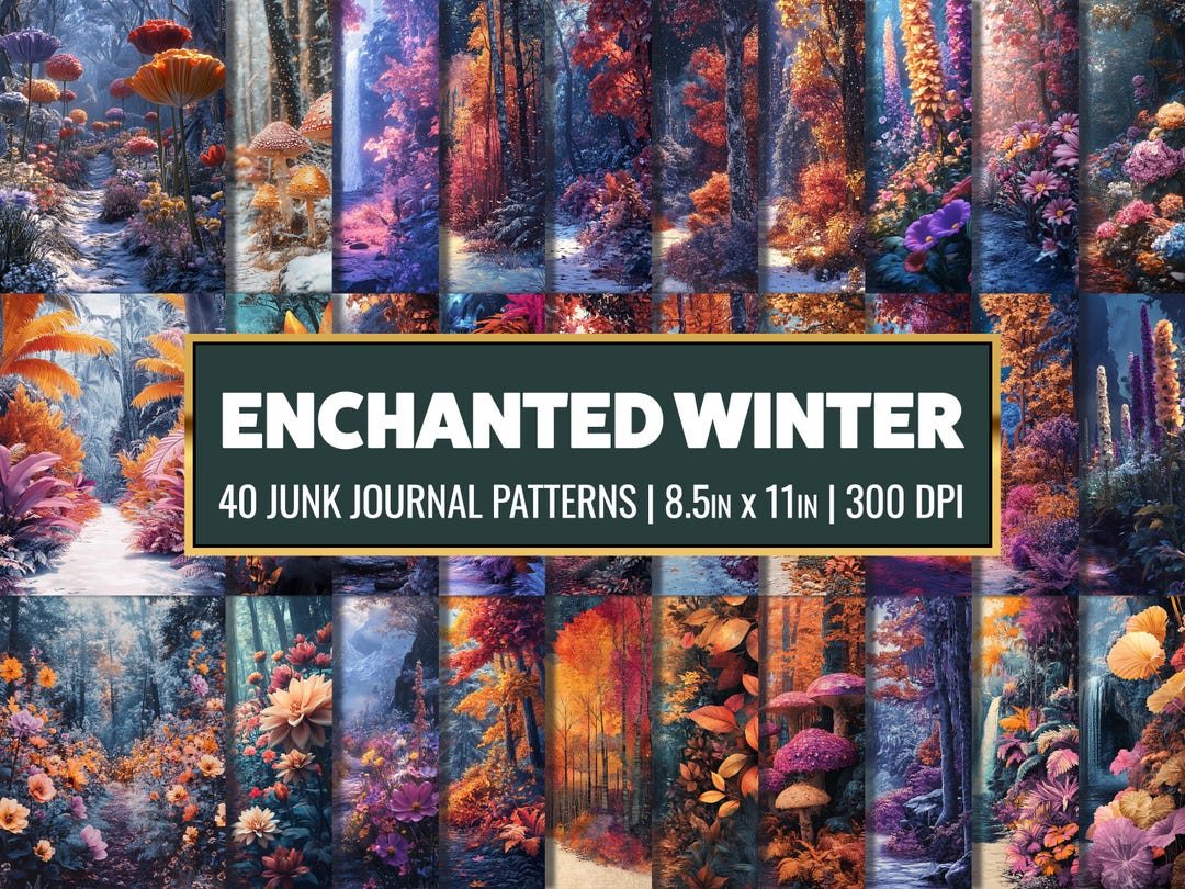 Enchanted Winter Forest Junk Journal Kit: 40 Fantasy Printable Papers ...