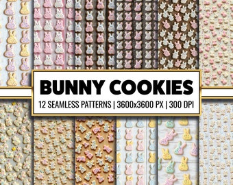 Bunny Cookie Seamless Pattern: Easter Digital Paper (PNG)