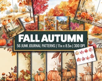 Fall Junk Journal Paper: 56 Autumn Collage Pages (Digital Download)