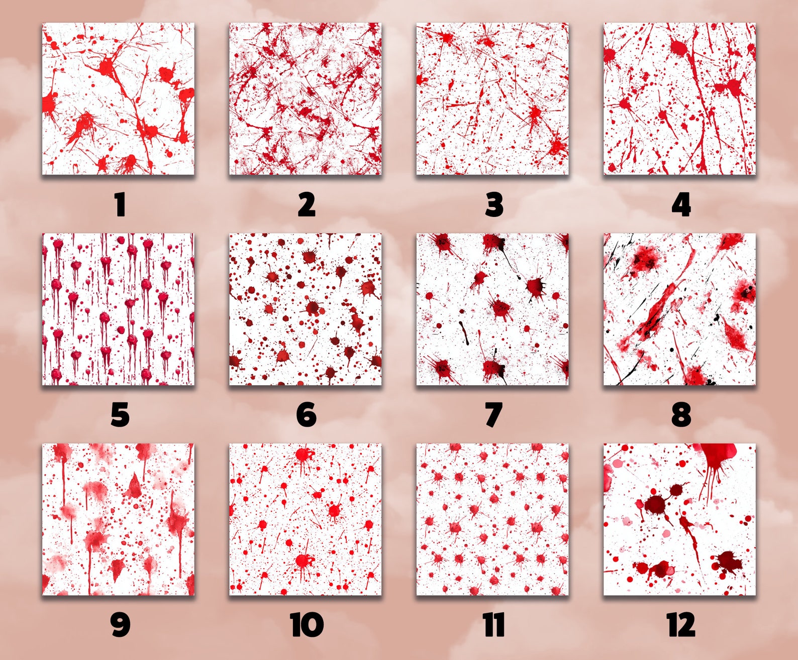 Blood Splatter Digital Paper Red Splatter Seamless Pattern Crime Scene ...