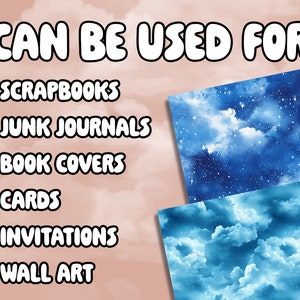 Cloudy Night Digital Paper Starry Night Seamless Pattern Watercolor ...