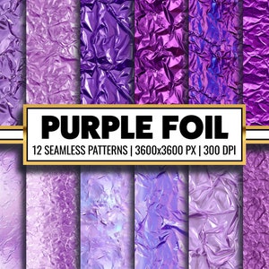 Luxury Purple Foil Digital Paper Glitter Seamless Pattern Metallic Purple Texture for Backdrops and Backgrounds