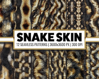 Snake Skin Digital Paper: Seamless Reptile Texture (PNG, 12x12, 300 dpi)