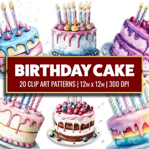 Geburtstagskuchen Clip Art Lecker Kuchen Druckbares Papier Handwerk Kerze Kuchen Digitales Papier Scrapbook Bundle Bunt Geburtstagskuchen