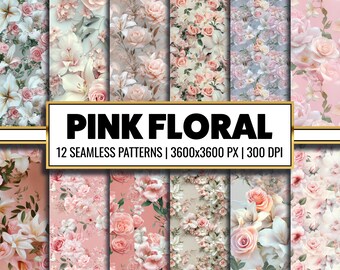 Carta digitale floreale rosa: motivi senza soluzione di continuità con acquerelli di rose (PNG)