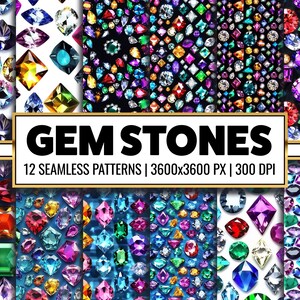 Edelstein Nahtlose Muster Mystische Kristall Digitales Papier Luxus Diamant druckbare Muster Magischer Edelstein Hintergrund