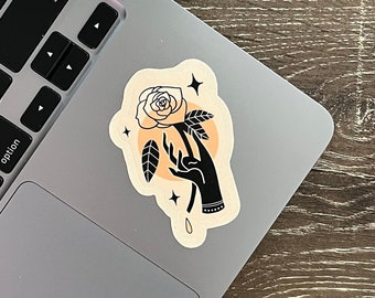 Rose and Thorn Sticker, Traditional Tattoo Style, Easy Peel, Bold and Vibrant Design for Laptops, Phone Cases, and Water Bottles