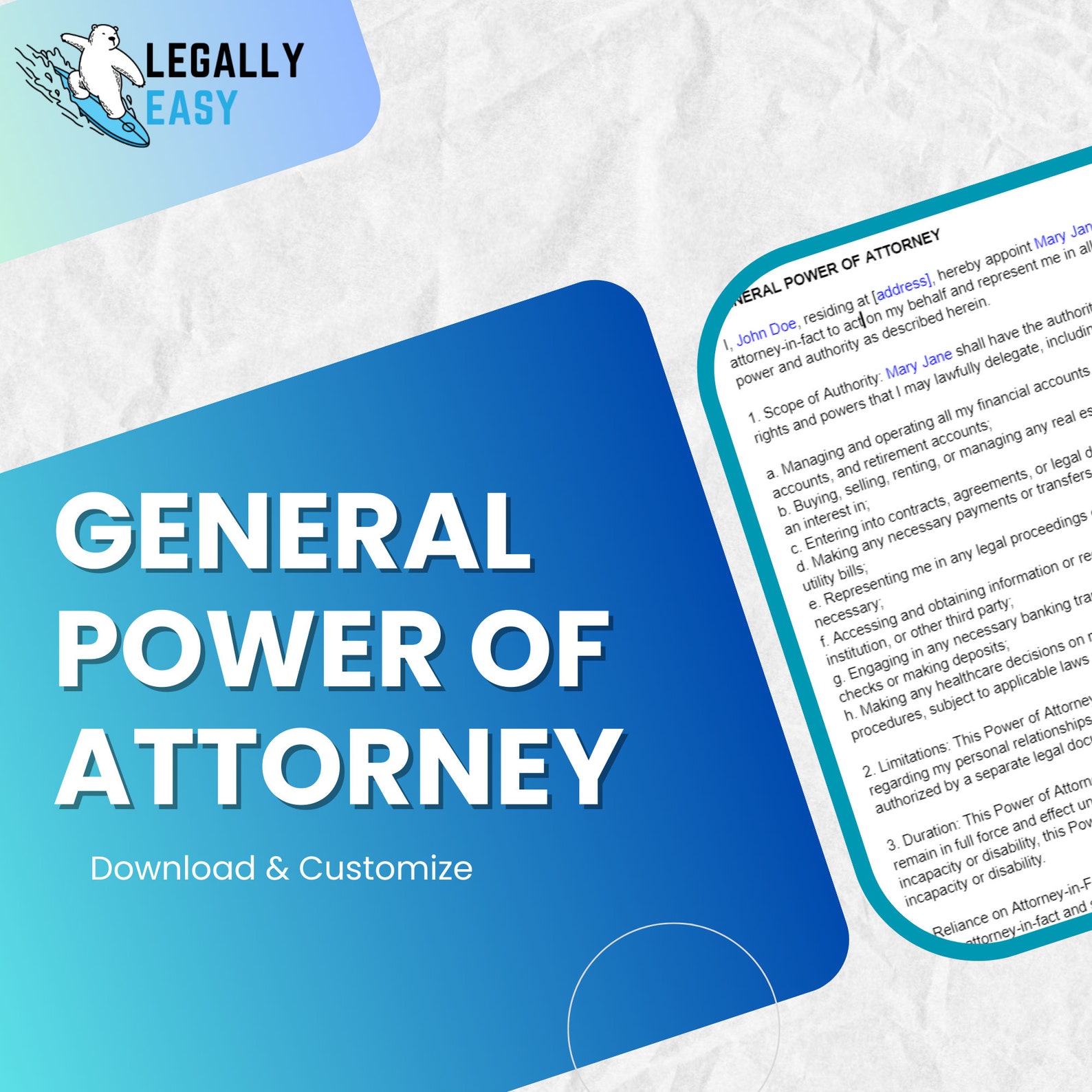 General Power of Attorney. Download, Edit, and Customize This File to ...