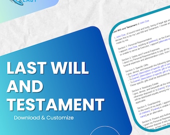 Last Will and Testament. Download, edit, and customize this file to meet your needs.