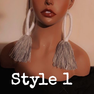 Wrapped tassel earrings. Handmade with 100% acrylic yarn. Made to order.