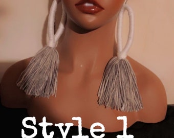 Wrapped tassel earrings. Handmade with 100% acrylic yarn. Made to order.