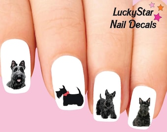 Nail Decals Nail Tattoos Set of 20 - Scotti Scottish Terrier Assorted