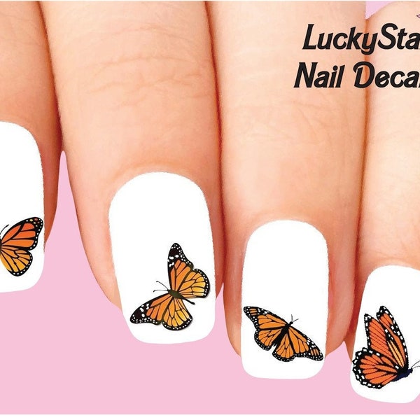 Nail Decals Nail Tattoos Set of 20 - Monarch Butterfly Assorted