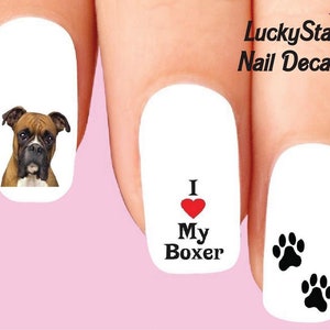 Nail Decals Nail Tattoos Set of 20 - I Love My Boxer Dog Assorted
