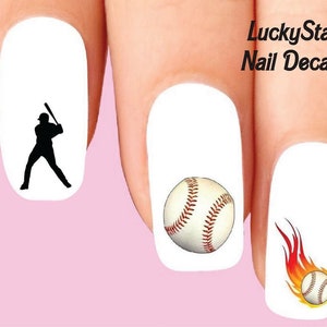 Nail Decals Nail Tattoos Set of 20 - Baseball Player Assorted