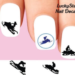Nail Decals Nail Tattoos Set of 20 - Snowmobile Silhouette Assorted