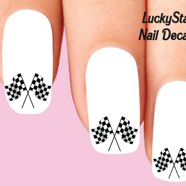 20er Nageltattoos Set - Checkered Racing Flaggen